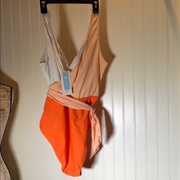 NWT CupShe orange white swimsuit - Picture 4 of 4